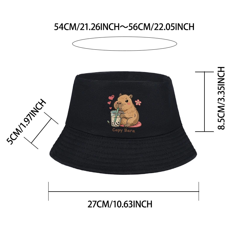 Kids Capybara Fisherman Hat | Cute Cartoon Sun Hat for Toddlers alternate view