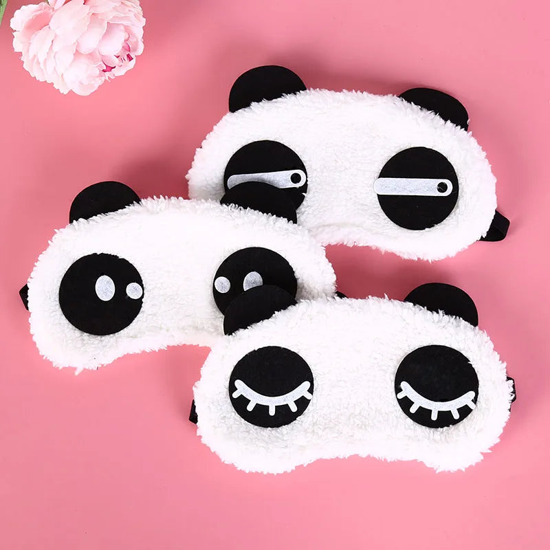 Cartoon Panda Sleep Eye Mask | Light Blocking Cotton Eyeshade for Relaxation close-up view