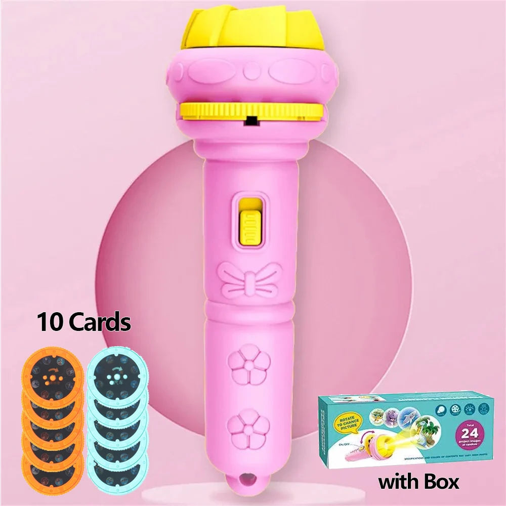 10 Cards Cartoon Projection Flashlight 80 Patterns Creative Children Flashlight Toy Proj detail view