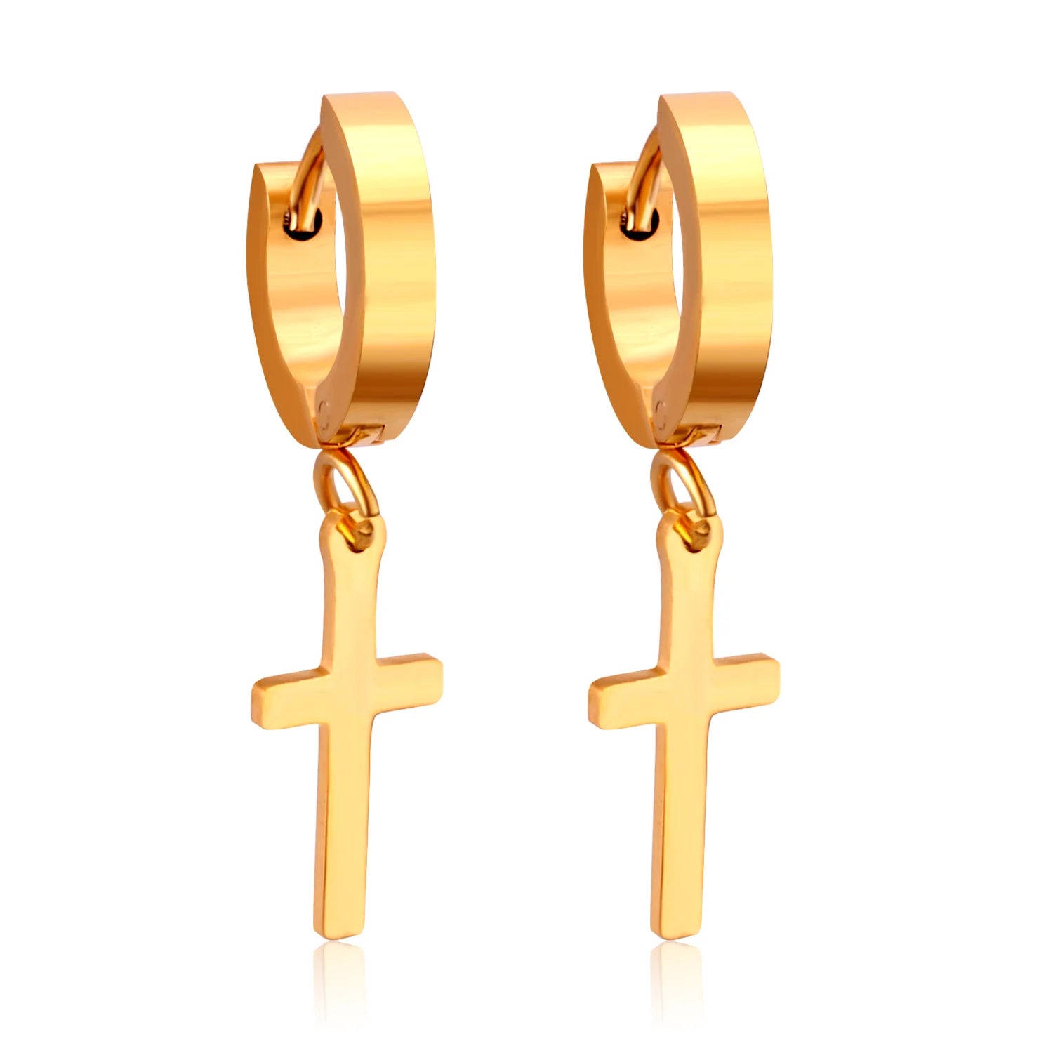 LUXUSTEEL Trendy Cross Women's Stainless Steel Hoop Earrings Colorful Metal Stud Drop Earrings Fashionable Jewelry Gift