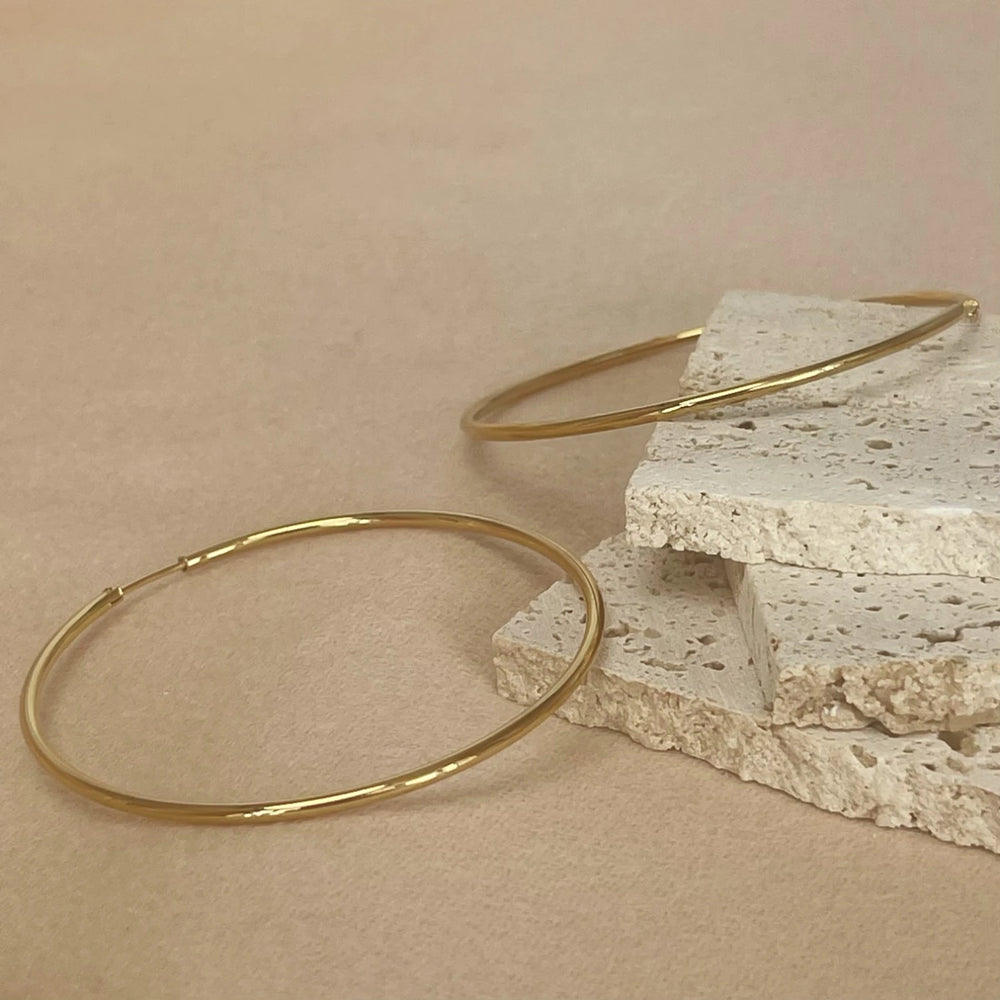Stainless Steel 12-70mm Minimalist Big Circle Hoop Earrings for Women Trendy Gold Color detail view
