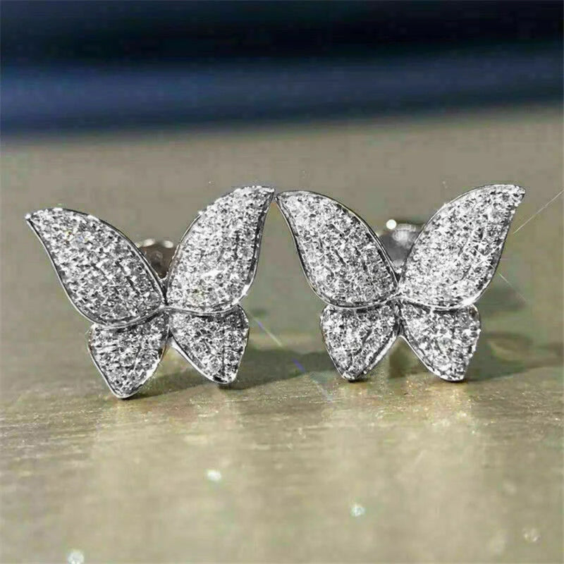 Huitan Fancy Cubic Zirconia Stud Earrings Women Delicate Design Fashion Versatile Ear lifestyle view