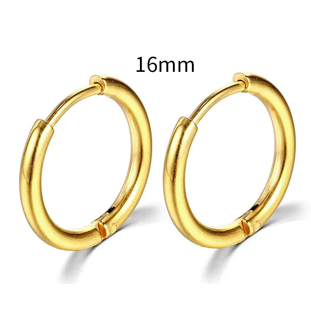 2022 New Simple Stainless Steel Small Hoop Earrings for Women Men Cartilage Ear Pierci close-up view