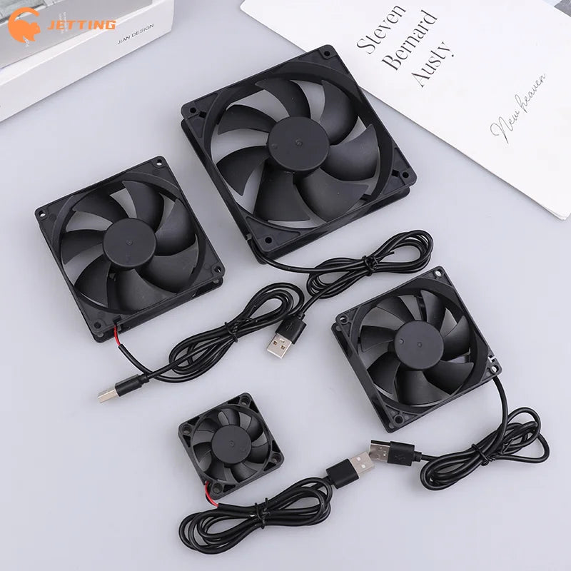 5V USB Cooling Fan for Router TV Box Computer | 50mm 80mm 90mm 120mm Black detail view