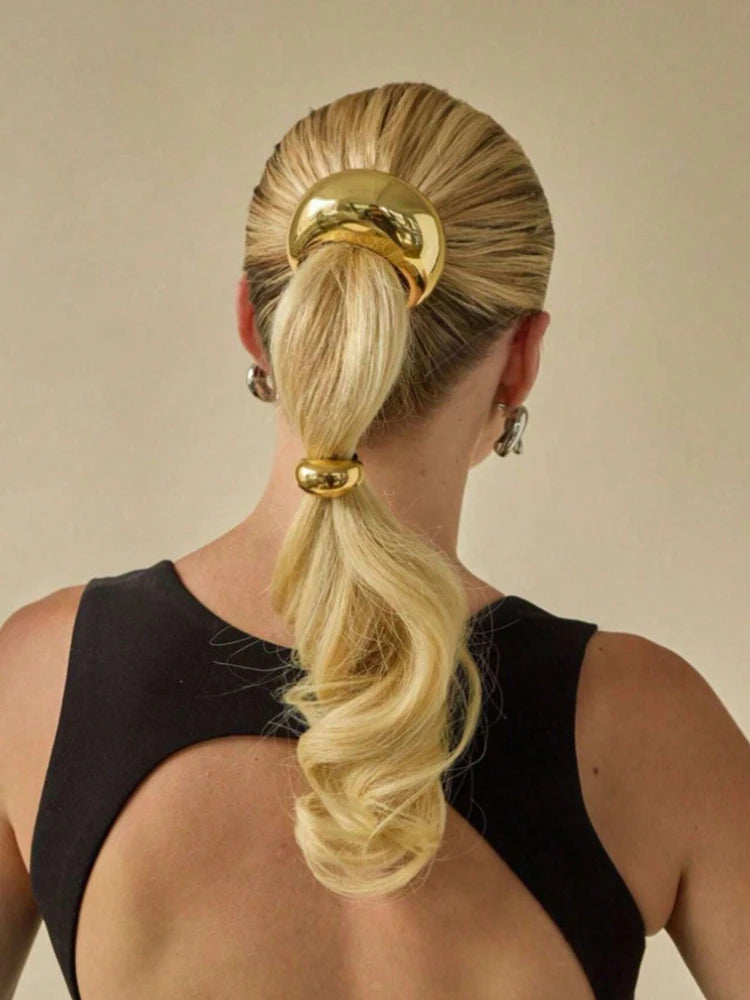 1pc Fashionable Punk Geometric Metal Headb Ponytail Hair Scrunchie For Women Simple Hair detail view
