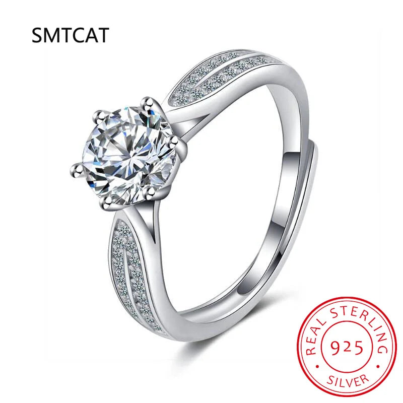 Real 3 Carat Moissanite Engagement Ring Luxury Bridal Set Solitaire Wedding Promise Ring detail view