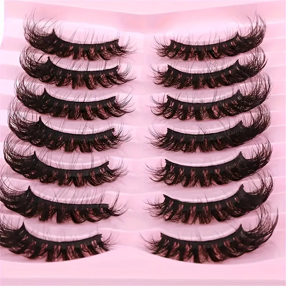 7 Pairs Lashes Fluffy Cat Eye Lashes Wispy 6D Volume False Eyelashes Soft Curly Fak additional angle