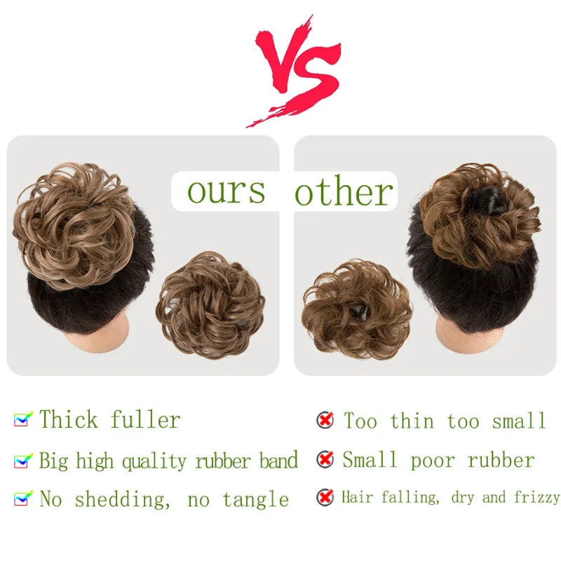 Synthetic Messy Hair Bun Chignon Scrunchies Fake Hair Band Braid Elastic Hairpiece Ta alternate view