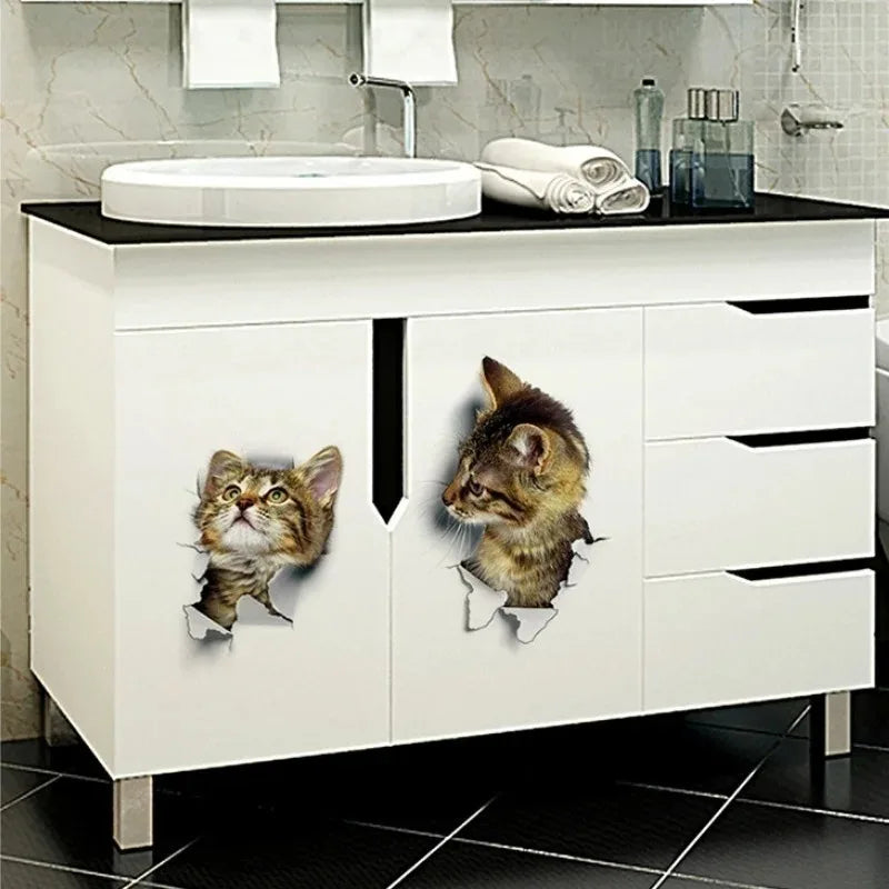 3D Cute Cat Wall Stickers | Self-adhesive Removable Wallpaper for Kids Room Living Ro lifestyle view
