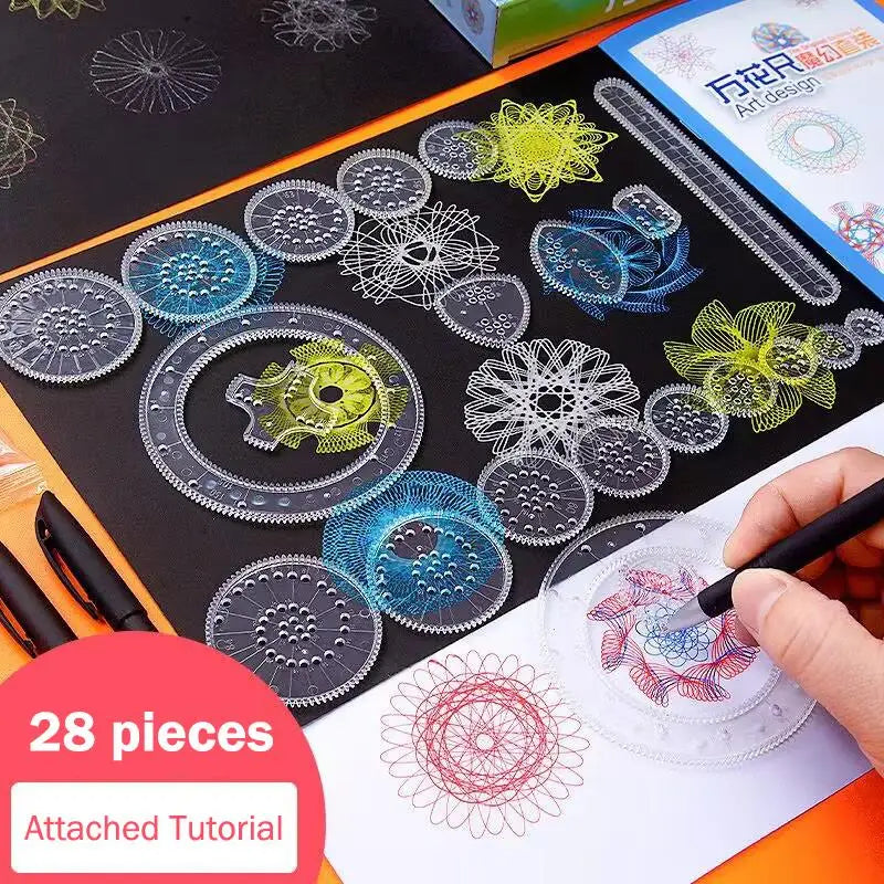Roulette Drawing Tools Learning Painting Puzzle Toys Art Tool22pcs Drawing Toys Set Ge close-up view