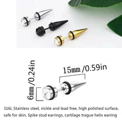 1Pair Surgical Steel Spike Earring Stud Men Spike Screw Back Stud Earrings Gothic Cartil detail view