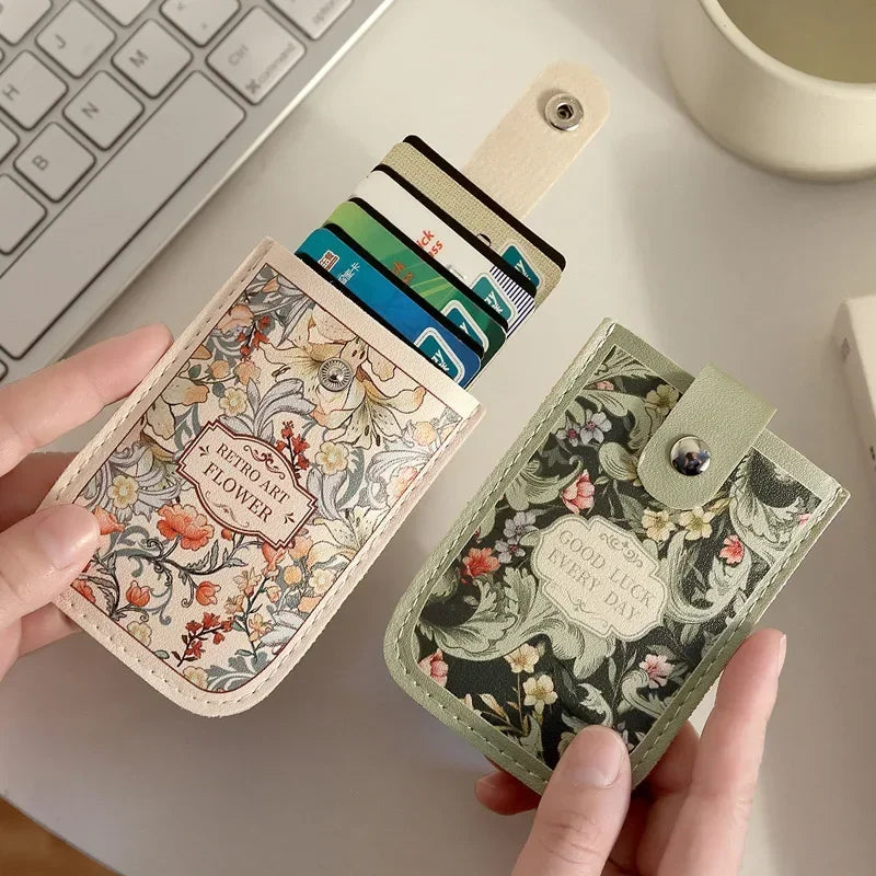 Creative 5 Card Pocket PU Leather Mini Wallet with RFID Blocking and Floral Print | S alternate view