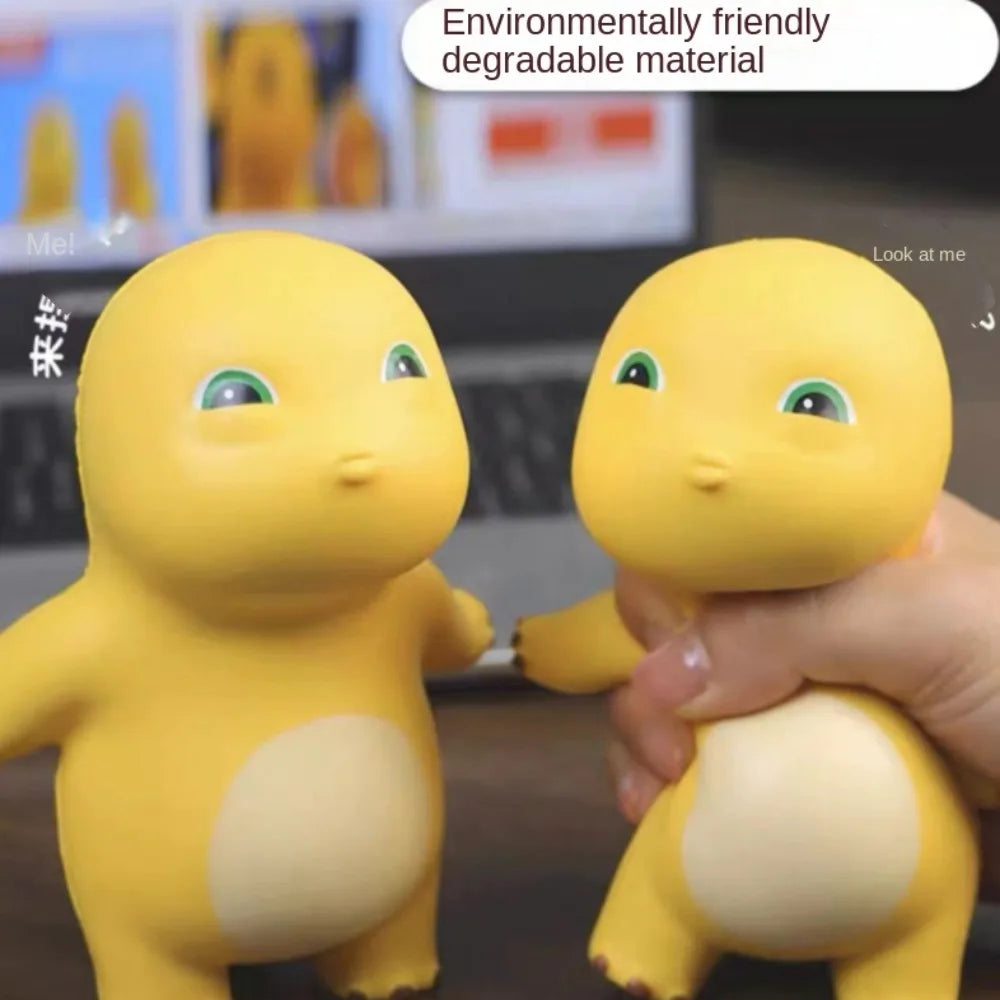 Funny Kiss Milk Dinosaur figure Cute Yellow Nailong Squeeze Toys kawaii Model Doll Sta close-up view