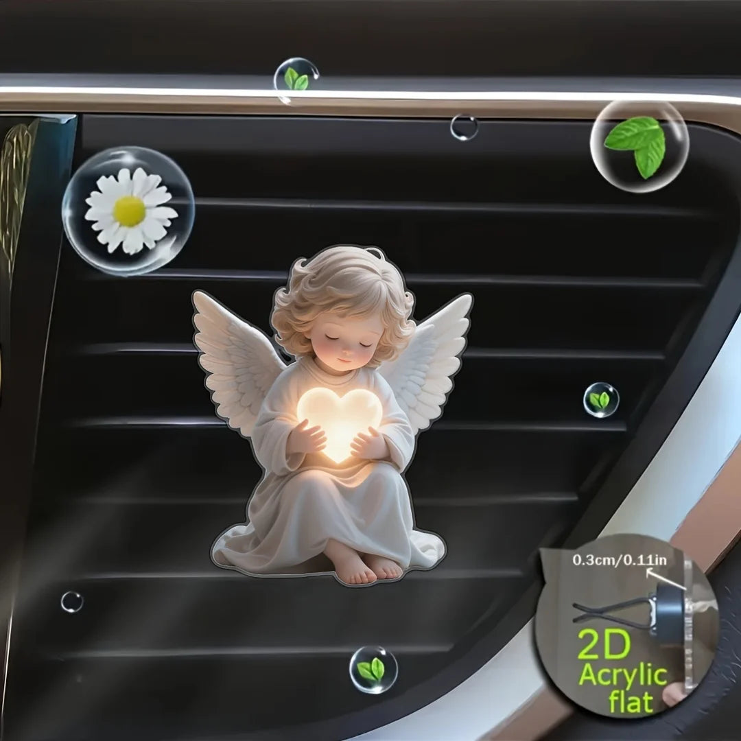 Angel Car Air Vent Clip with Heart Design 2D Flat Acrylic Fragrance Diffuser for Most lifestyle view