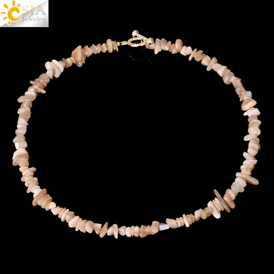 Natural Chip Stone Choker Necklace | Bohemia Crystal Bead Jewelry lifestyle view