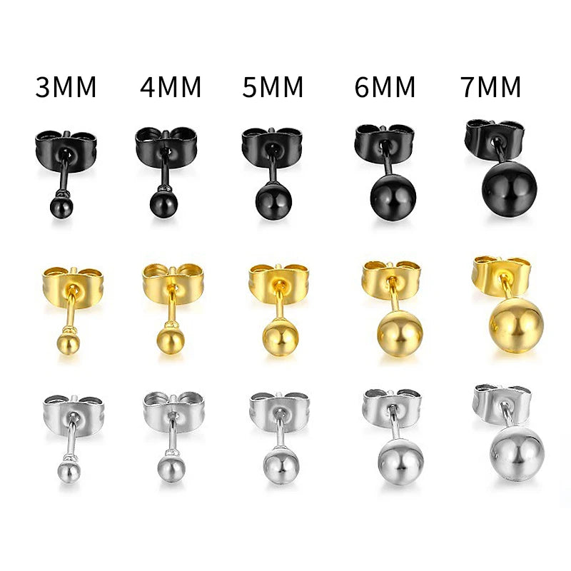 Multicolor Stainless Steel Ball Stud Earrings | Unisex Fashion Jewelry Gift lifestyle view