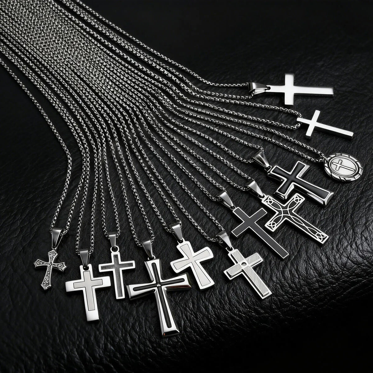 Plain Cross Necklace for Men and Boys | Stainless Steel Silver Tone Religious Jewelry lifestyle view