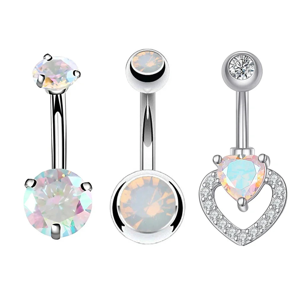 Belly Button Piercings Set Dangled Curved Navel Piercing Ombligo Pack Belly Rings Jewelr detail view