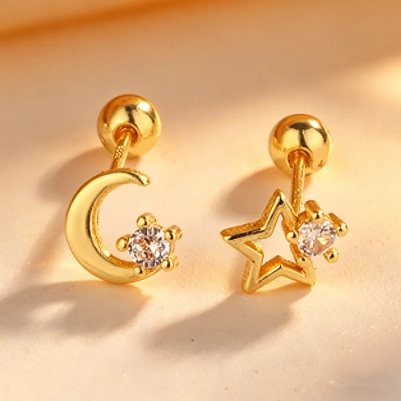 Heart Stud Earrings | Screw Back Cartilage Earrings for Women