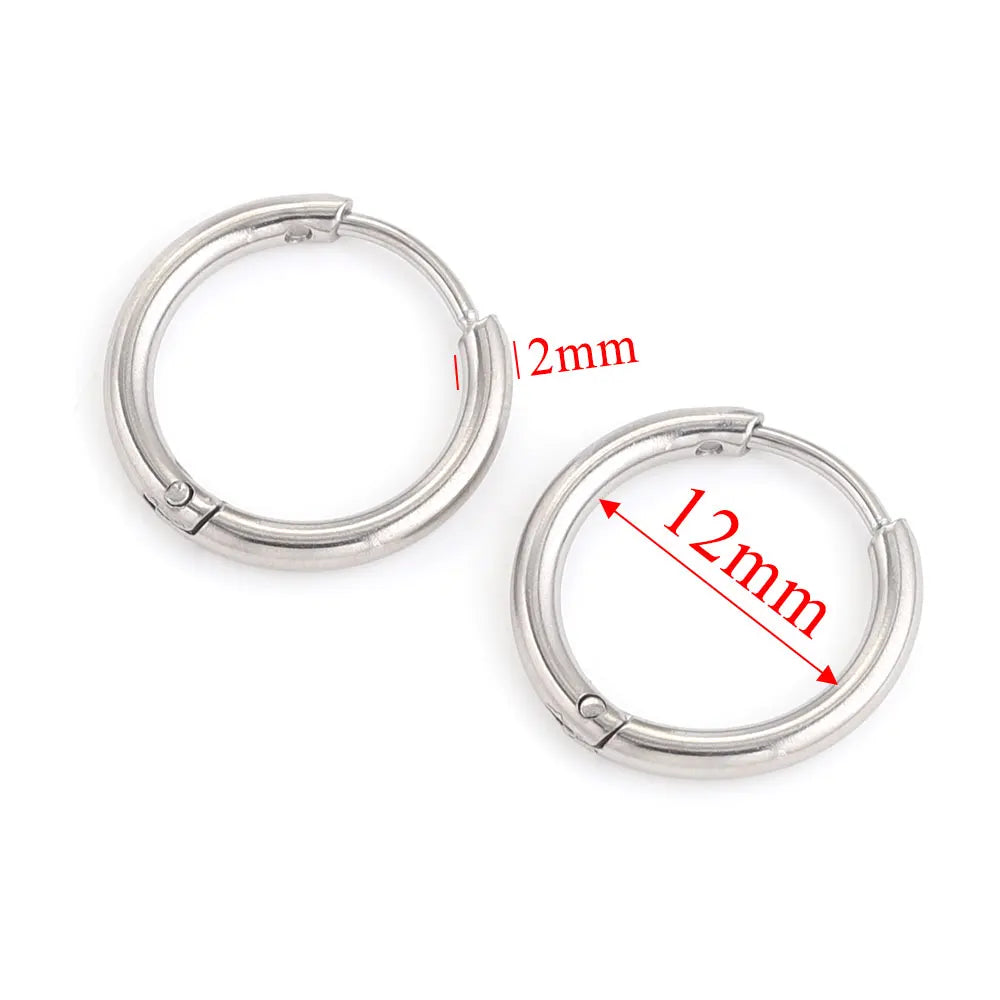 6pcs Stainless Steel Hoop Earrings Set | Hypoallergenic Korean Style Earrings for Women detail view