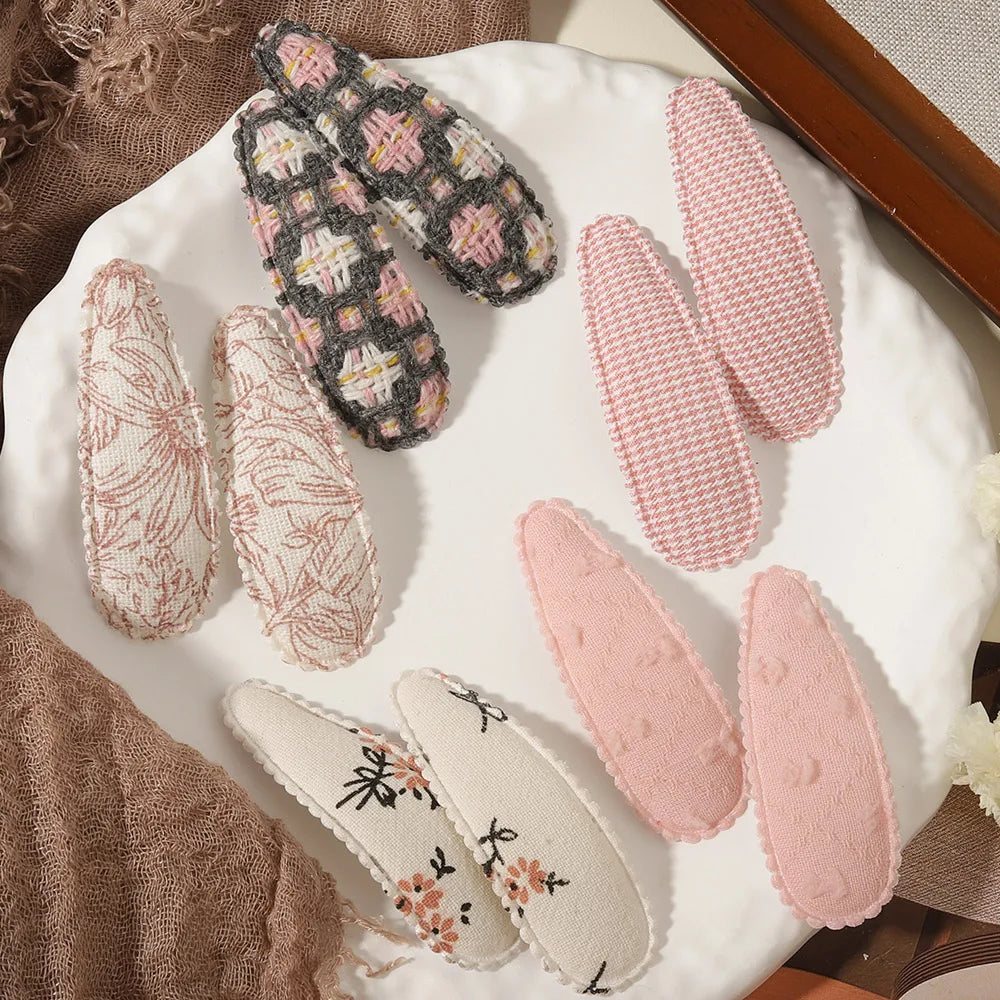 1 Set Printed Fabric Hair Clips Sweet Handmade BB Hair Clips Baby Girl Bangs Fixed Edge Clips Children's Hair Accessories Gifts