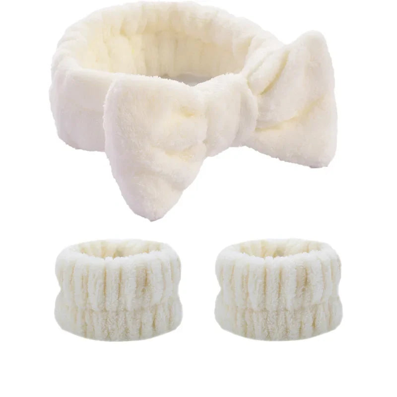 Soft Coral Fleece Headband Women Makeup Wash Face Spa Elastic Hair Band Fashion Female Girls Hair Accessories Wrist Washband