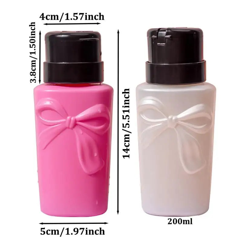 Push Down Plastic Bow Pump Dispenser Bottle | Refillable Nail Polish & Makeup Remov additional angle
