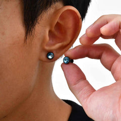 Stainless Steel Men’s Earrings | 8mm Multi-Faceted Screw Back Stud alternate view