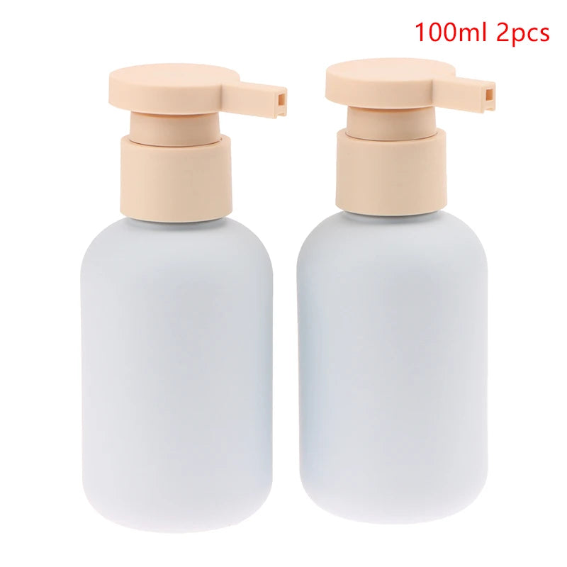 2Pcs 100/200ml Blue Green Pink Empty Plastic Pump Lotion Shampoo Bottle Flip Cap Bott lifestyle view