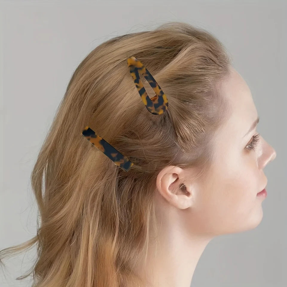 3pcs/set Acetate Hollow Water Drop Long Strip Hairpin Simple Duck Beak Clip Broken additional angle