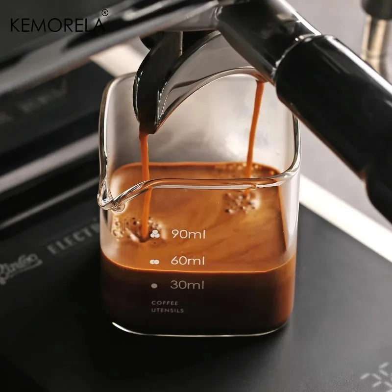 Square Measuring Pitcher Single Spout 90/120ML Clear High Borosilicate Glass Milk Cup alternate view