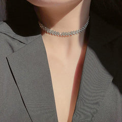 Simple Rhinestone Choker Necklace | Light Luxury Collarbone Chain for Women alternate view