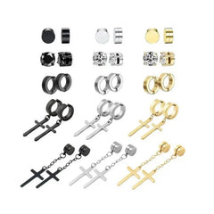 2Pcs Crystal Strong Magnetic Ear Stud Clip Earrings for Men and Women, Punk Round Zircon Magnet Earr