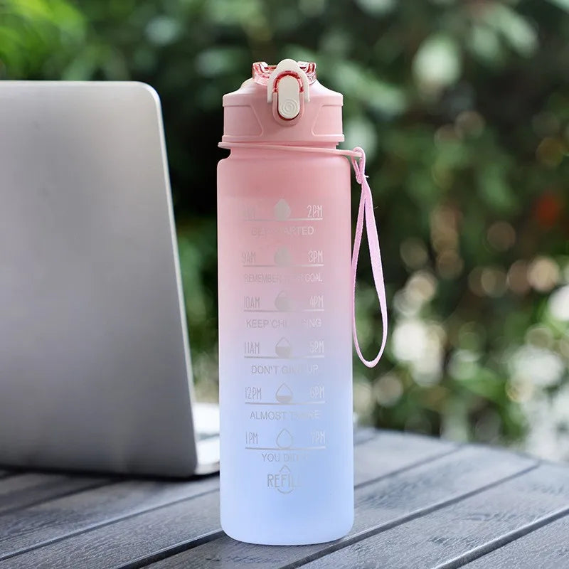 Sports Water Bottle with Time-Tracking Straw Leak Proof Locking Flip Cover for Easy Ca close-up view