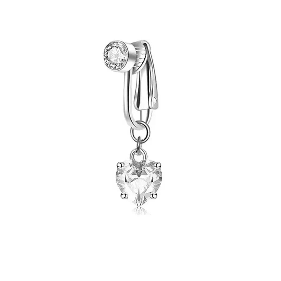 Clip On Belly Button Ring Butterfly Copper Zircon Pink Fake Belly Piercing Umbilica additional angle