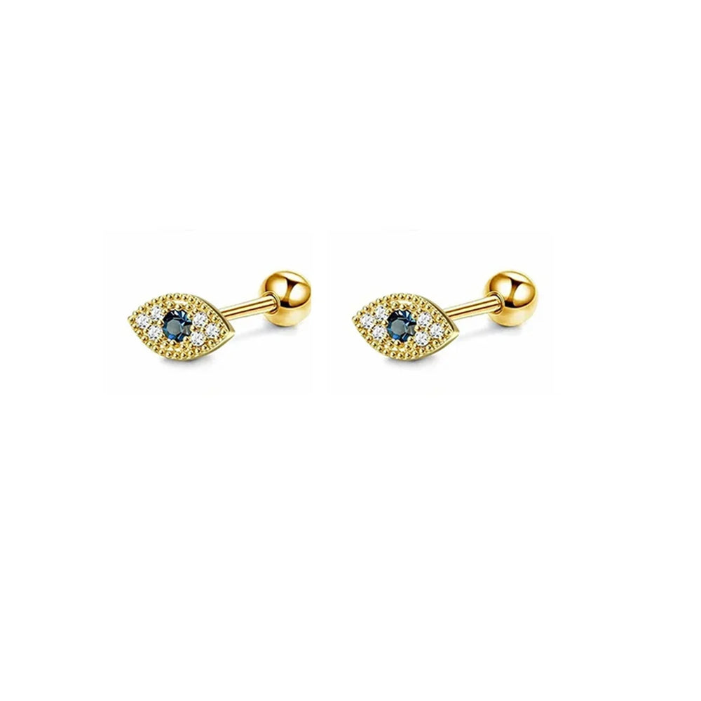2pcs Hypoallergenic Stainless Steel Cartilage Stud Earrings,Eye Flame Moon Barbell Ba alternate view