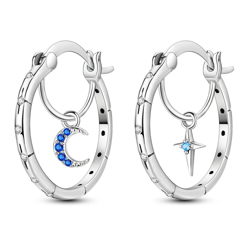 925 Sterling Silver Hoop Earrings with Zircon | Classic U-Shaped Women Jewelry