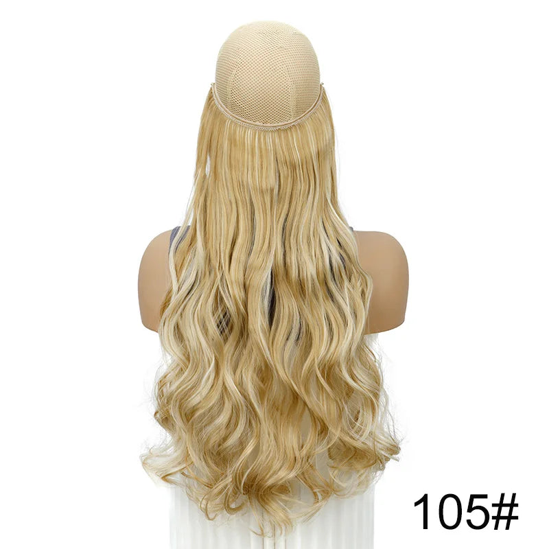 WIGSIN Synthetic One Piece No Clip Hair Extension 20Inch Long Curly Fish Line Fake additional angle