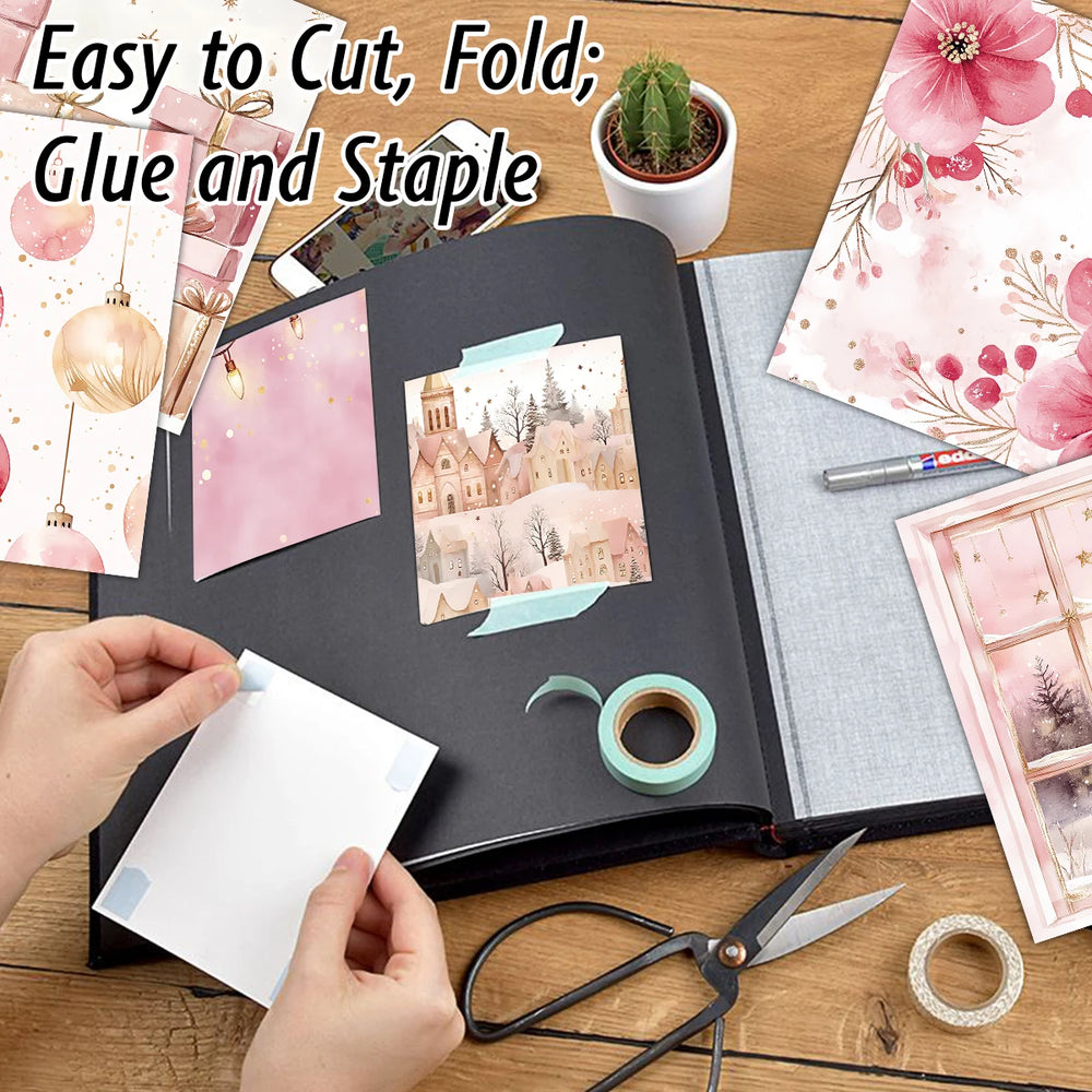 Pink Christmas Scrapbook Paper Pad | 12 Sheets Decorative Craft Papers lifestyle view