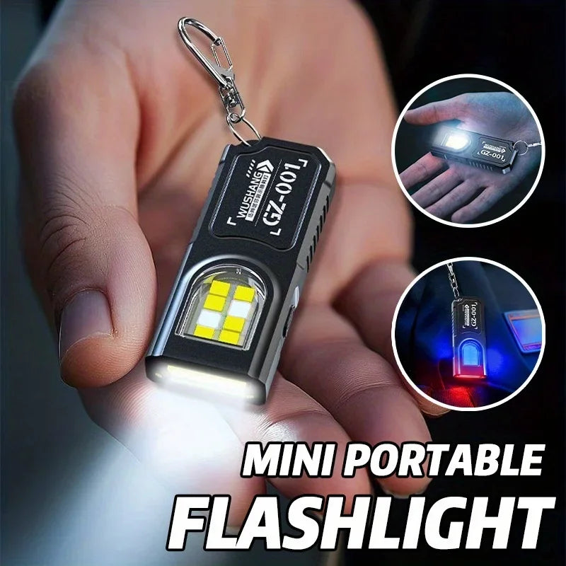 USB Rechargeable Magnetic Keychain Flashlight | 5 Light Modes Hands Free Headlamp