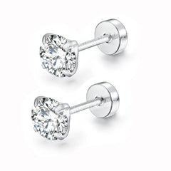 Round Crystal Zircon Stainless Steel Stud Earrings | 4 Color Fashion Non-Allergic Earrin detail view