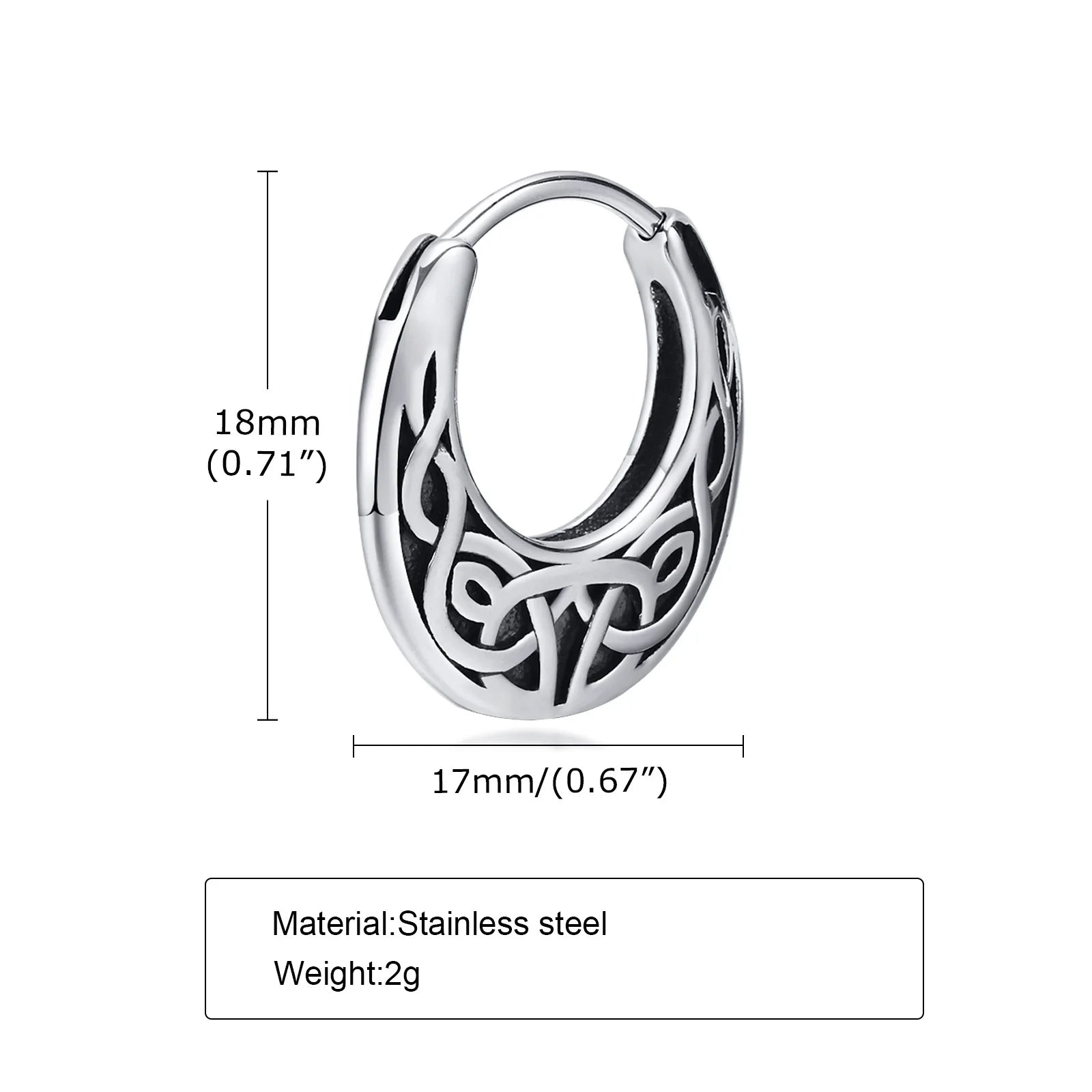 Punk Viking Hoop Earrings for Men Boys,Vintage Celtic Knot Stainless Steel Huggies Ea alternate view