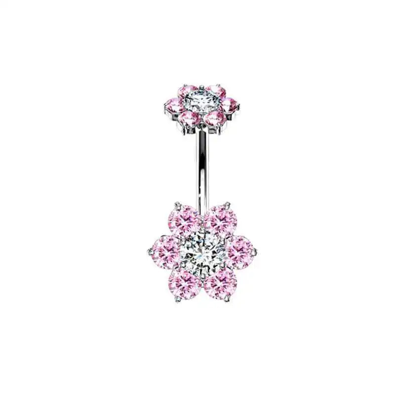 1PCS Pink Crown Belly Button Rings Jewelry Stainless Steel Heart Navel Piercing Bar additional angle