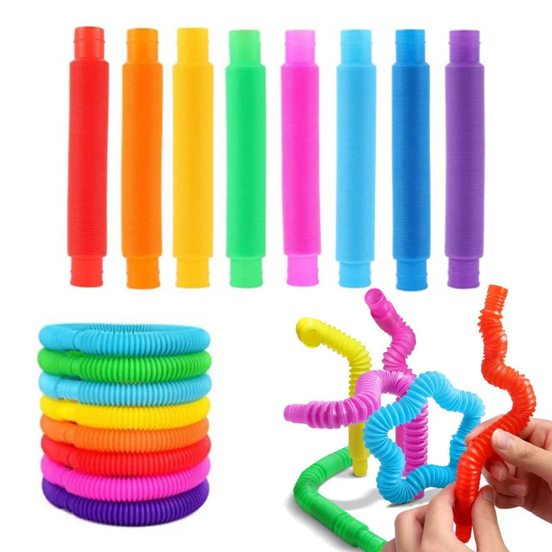 5/10 Pcs Pop Tubes Sensory Fidget Tubes with Autism Classroom Prizes Gifts Fidget Toy Sensory Learni