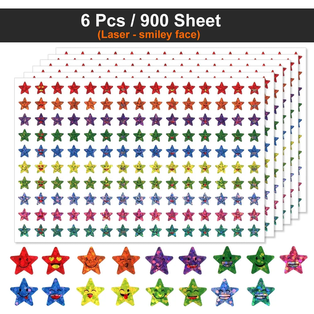 Happy Face Stars Reward Sticker Pack | 450-3000 Sheets for DIY Decor detail view
