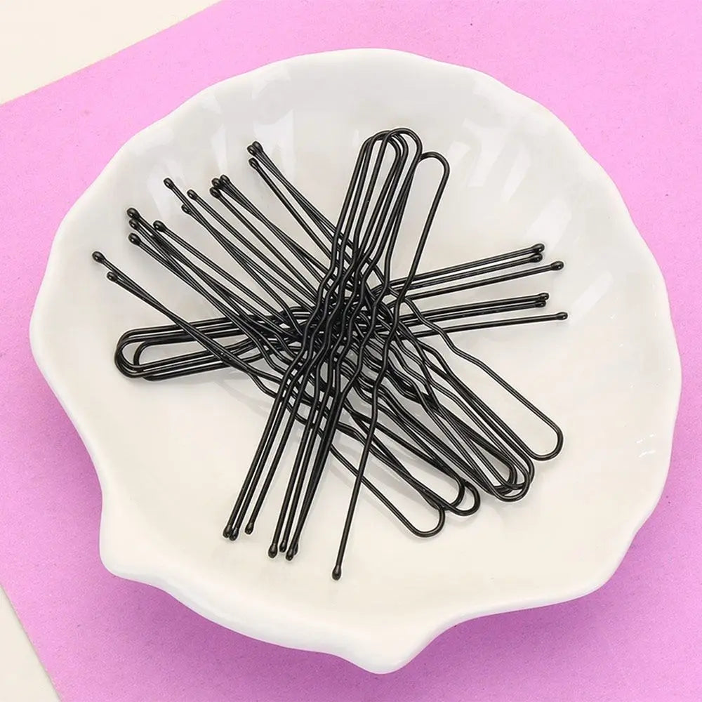 20PCS 5/7cm U Shaped Hairpin Gold Bridal Hairstyle Tool Alloy Gifts Barrette Hair Clip close-up view