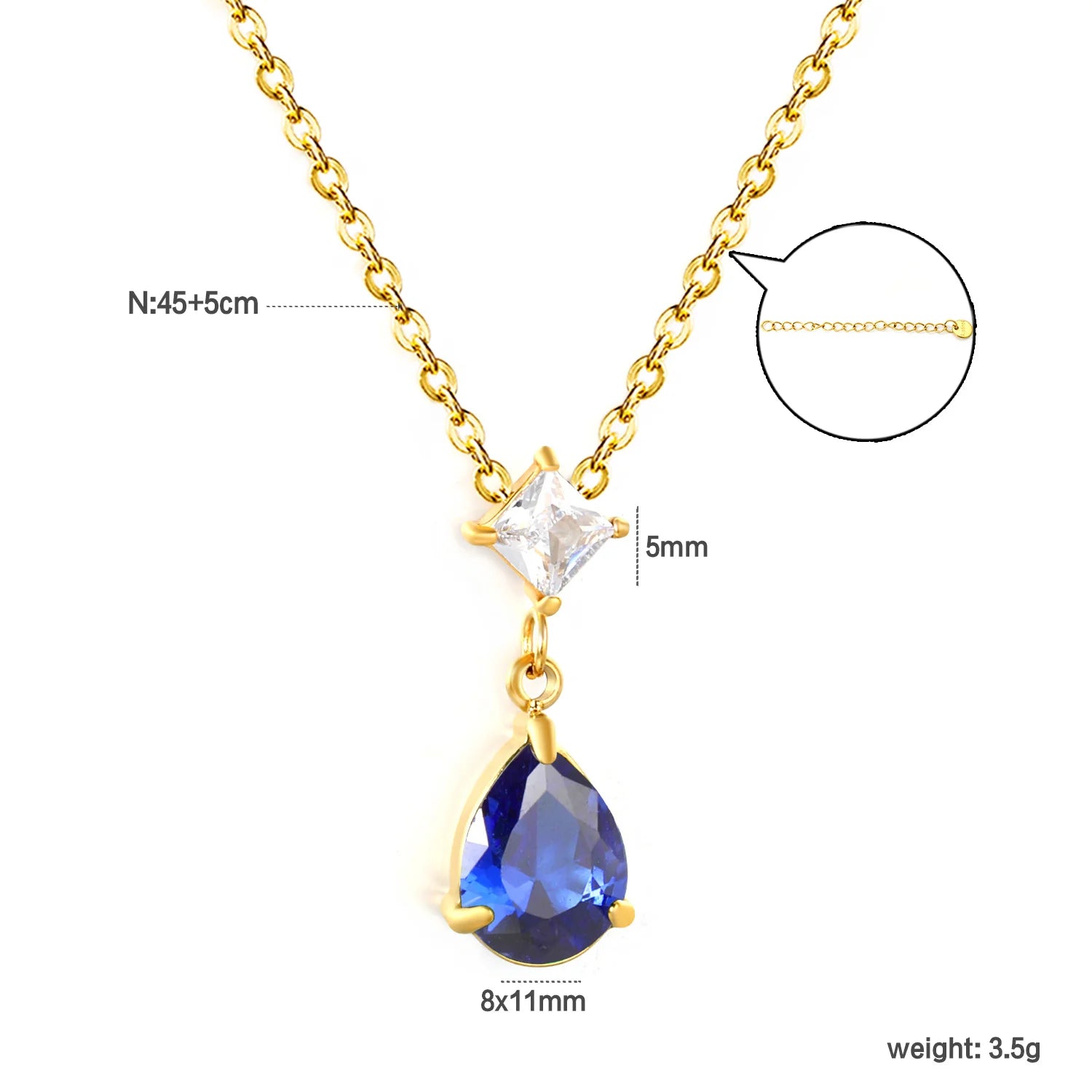 Waterdrop Pendant Necklace | Minimalist Stainless Steel Teardrop Jewelry for Women close-up view