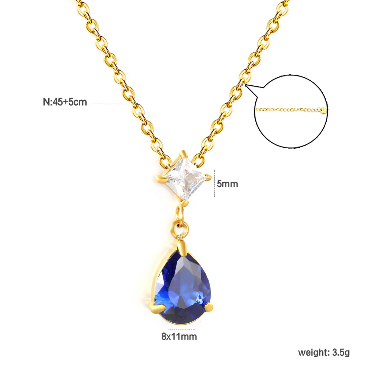 Waterdrop Pendant Necklace | Minimalist Stainless Steel Teardrop Jewelry for Women close-up view