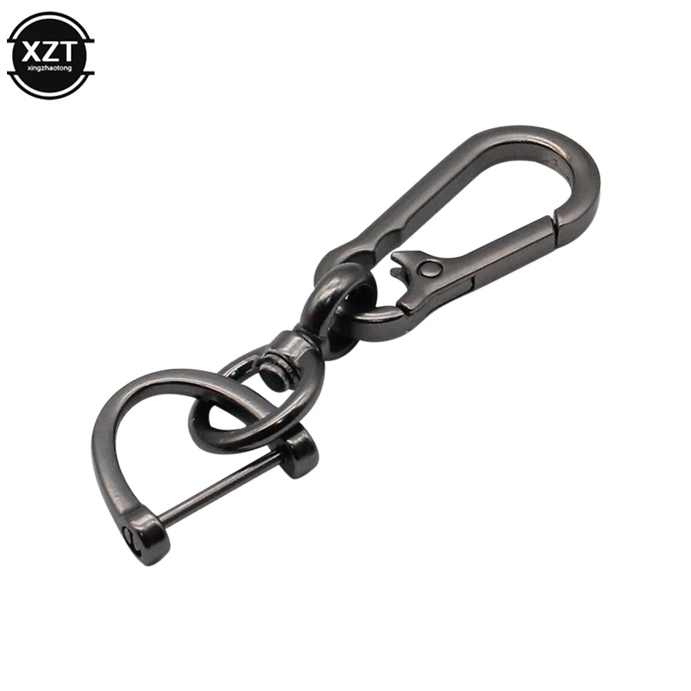 360 Degree D Shape Rotating Horseshoe Buckle Leather Braided Car Keychain | Auto Key Rin detail view