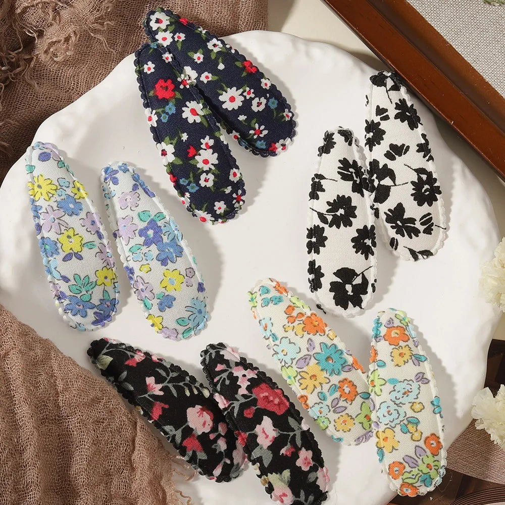 1 Set Printed Fabric Hair Clips Sweet Handmade BB Hair Clips Baby Girl Bangs Fixed Edge Clips Children's Hair Accessories Gifts